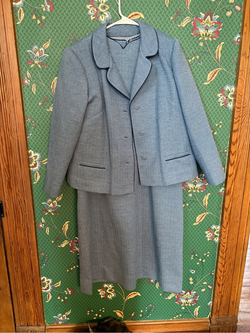 1960’s London Kensington New York Two-Piece Herringbone Dress & Blazer Set!
